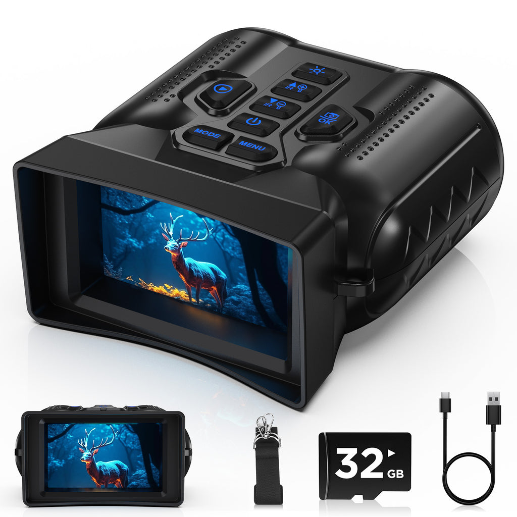 Night Vision Goggles,4K Night Vision Binoculars for Adults with 5000mAh Rechargeable Battery,1000FT Infrared Range,16X Zoom,32GB TF Card,Photo&Video Recording,Compact Design,Ideal Gifts for Men