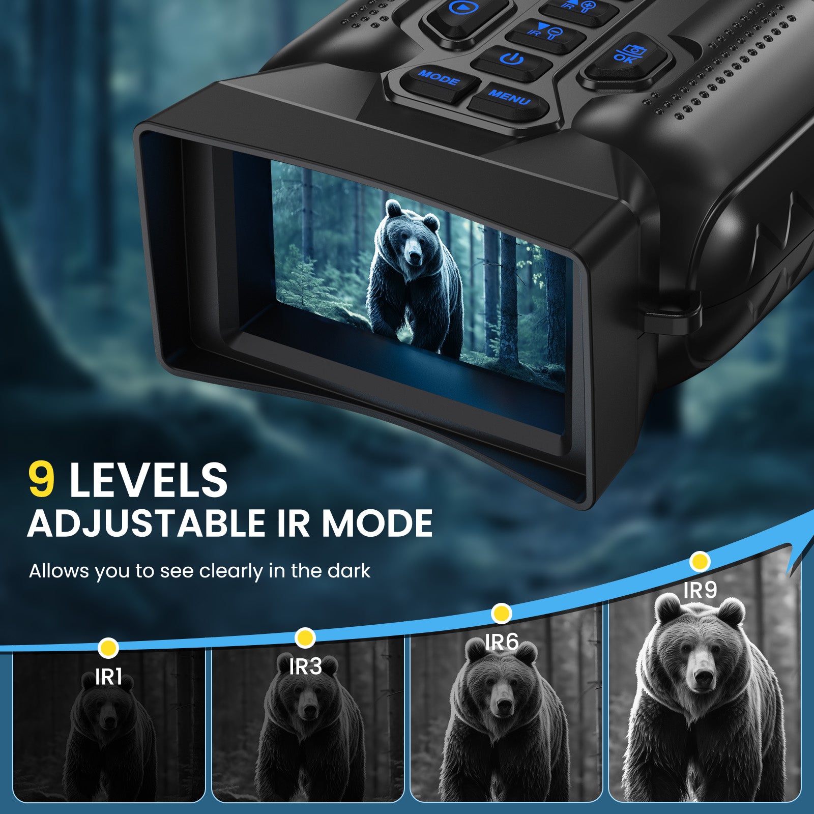 Night Vision Goggles,4K Night Vision Binoculars for Adults with 5000mAh Rechargeable Battery,1000FT Infrared Range,16X Zoom,32GB TF Card,Photo&Video Recording,Compact Design,Ideal Gifts for Men