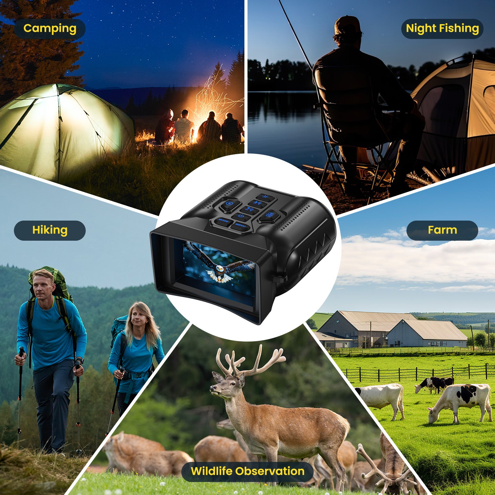 Night Vision Goggles,4K Night Vision Binoculars for Adults with 5000mAh Rechargeable Battery,1000FT Infrared Range,16X Zoom,32GB TF Card,Photo&Video Recording,Compact Design,Ideal Gifts for Men