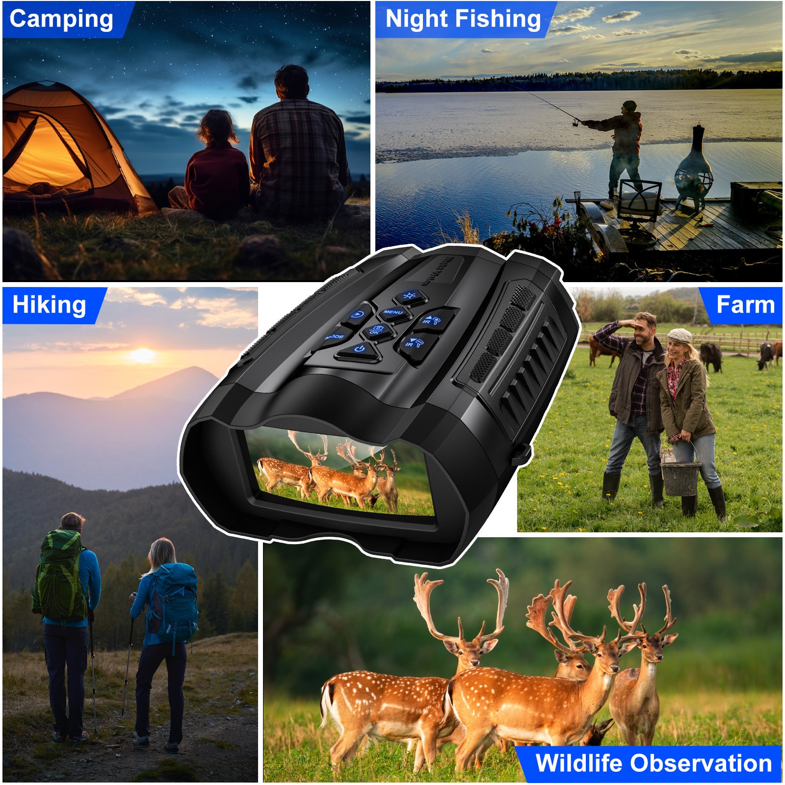 Night Vision Goggles,4K Night Vision Binoculars for Adult with 5000mAh Rechargeable Battery,16X Digital Zoom,3.5" HD Screen and 1000FT Viewing Range,32GB TF Card for Photo and Video,Ideal Gift for Men